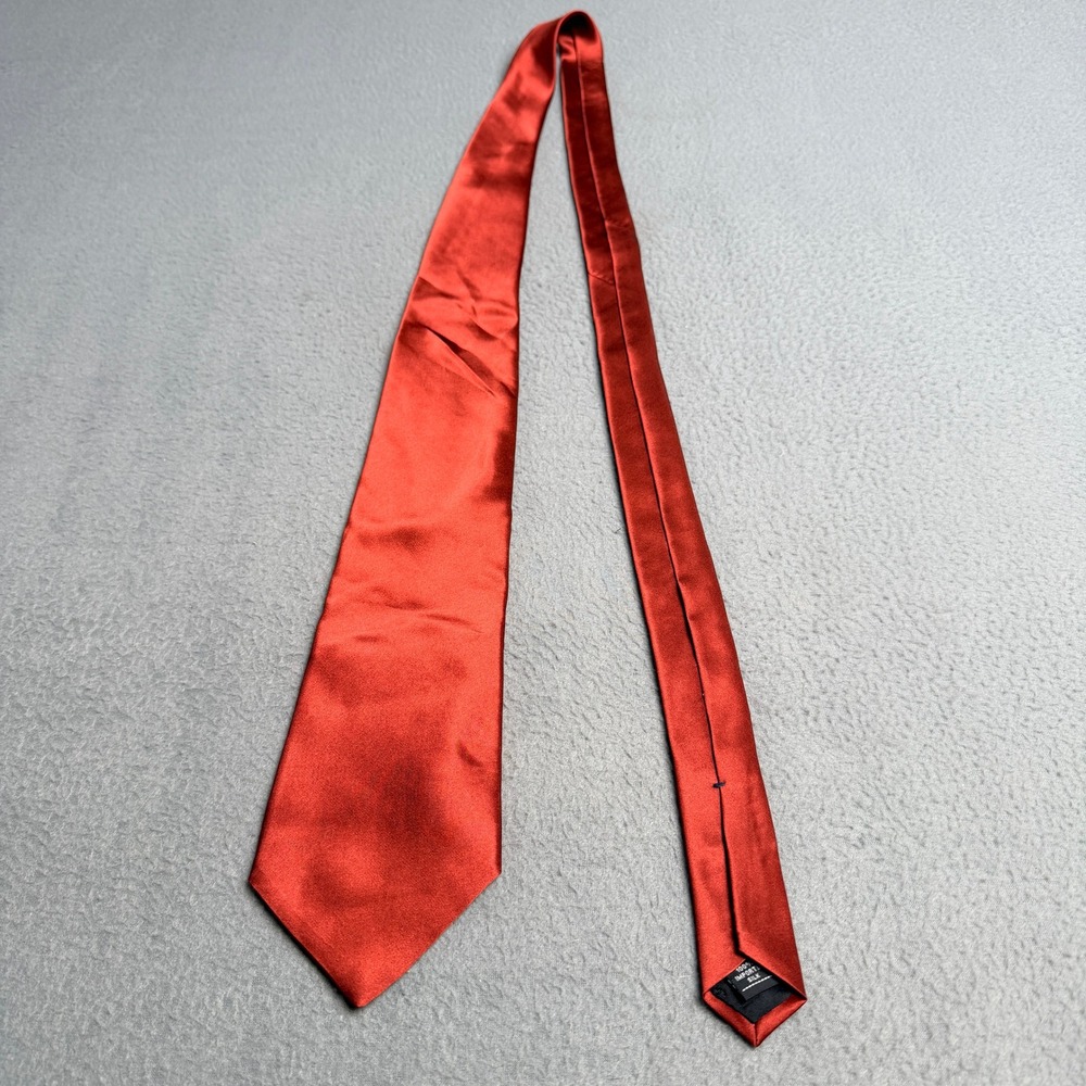 Stafford Mens Red Silk Necktie Solid Satin Formal Business Classic Tie